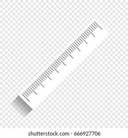 Centimeter ruler sign. Vector. White icon with soft shadow on transparent background.