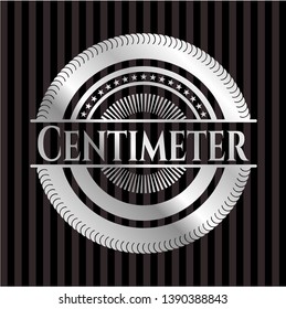 Centimeter silver badge. Vector Illustration. Mosaic.