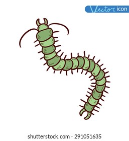 centipede cartoon, insect icon. vector illustration.