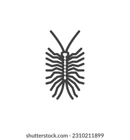 Centipede insect line icon. linear style sign for mobile concept and web design. Centipede pest outline vector icon. Symbol, logo illustration. Vector graphics
