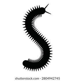 Centipede insect with many legs and spikes on body isolated on white background icon
