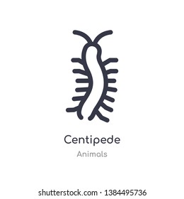 centipede outline icon. isolated line vector illustration from animals collection. editable thin stroke centipede icon on white background