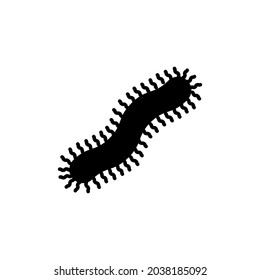 Centipede Silhouette Icon On White Background