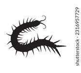centipede silhouette set collection isolated black on white background vector illustration