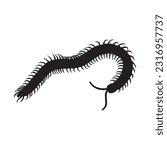 centipede silhouette set collection isolated black on white background vector illustration