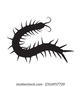 colección de conjuntos de silueta de centipedos aislados en negro sobre fondo blanco ilustración vectorial