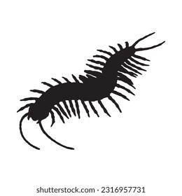 centipede silhouette set collection isolated black on white background vector illustration