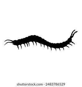 centipede silhouette vector design. black and white.