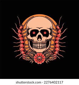 diseño vectorial de ilustración de tatuaje de centipede