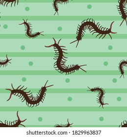Centipedes Animal Seamless Vector Pattern Design Background