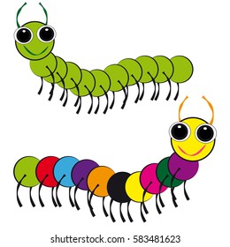 Centipedes on white background. Vector illustration.