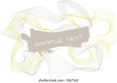 Central abstract flowing wave design in gray and green