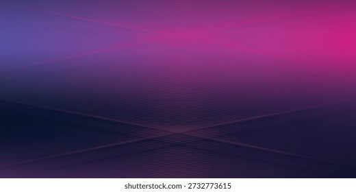 A central abstract geometric form with radiating lines, illuminated by a soft glow against a deep purple and pink gradient.