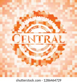 Central abstract orange mosaic emblem