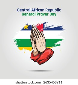 Dia de Oração da África Central com mão e bandeira
