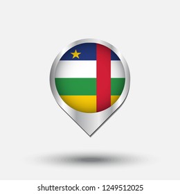 Central Africa Republic flag map pointer with shadow. Vector illustration