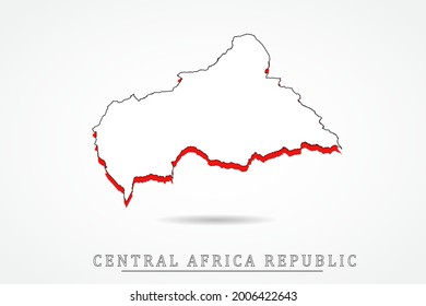 Zentralafrikanische Republik Karte - Weltkarte - Internationale Vektorgrafik-Vorlage mit Rot- und Skizzenstil einzeln auf weißem Hintergrund - VektorgrafikEPS10