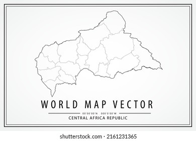 Central Africa Republic Map - World Map International vector template with High detailed thin black line and outline graphic sketch style isolated on white background - Vector illustration eps 10