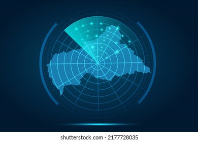 Central Africa Republic Map - World Map International vector template with futuristic circle radar style HUD, GUI, UI interface isolated on blue background for design - Vector illustration eps 10