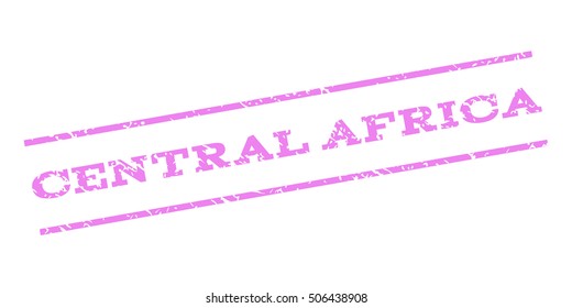 Central Africa watermark stamp. Text tag between parallel lines with grunge design style. Rubber seal stamp with scratched texture. Vector violet color ink imprint on a white background.