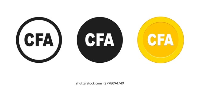 Central African CFA Franc Currency Coin Sign and Icon Set