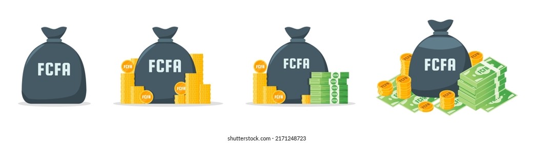 Central African CFA Franc Money Bag Icon Set