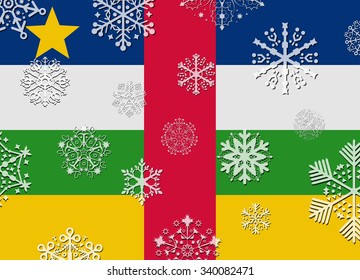 central african flag with snowflakes