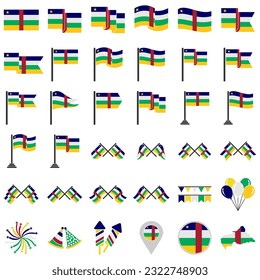 Central African flags icon set, central African independence day icon set vector sign symbol