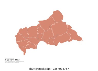 Central African Map - abstract style orange isolated on white background for design vector.