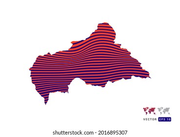 Mapa centroafricano rojo y azul de abstracto con vector de ondas dinámicas.