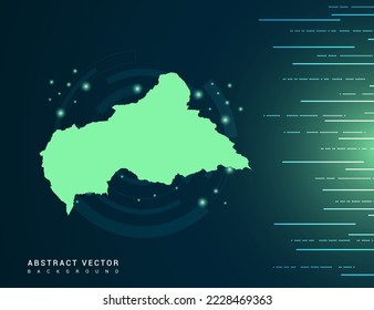 Central African map of technology green futuristic Background vector.
