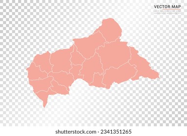 Central African map vector orange color on transparent background.