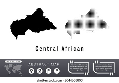 Central African map vector set halftone dots black.