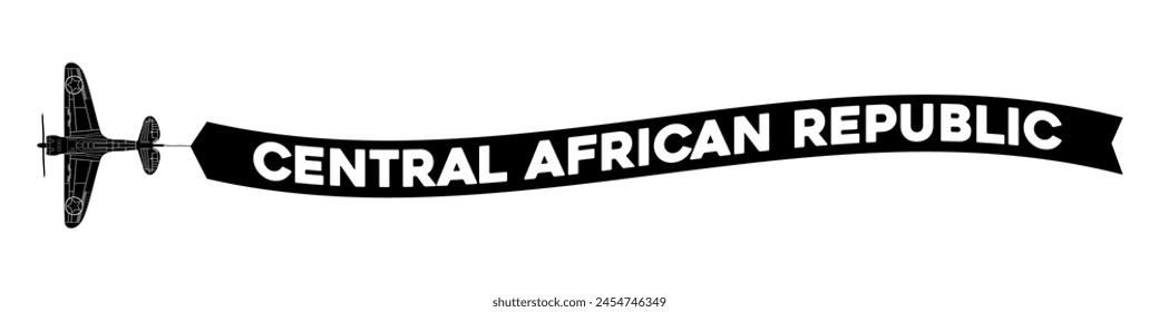 Central African Republic advertisement banner is attached to the plane