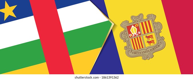 Central African Republic and Andorra flags, two vector flags symbol of relationship or confrontation.