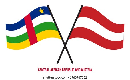 Central African Republic and Austria Flags Crossed And Waving Flat Style. Official Proportion.