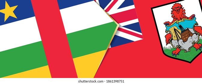 Central African Republic and Bermuda flags, two vector flags symbol of relationship or confrontation.