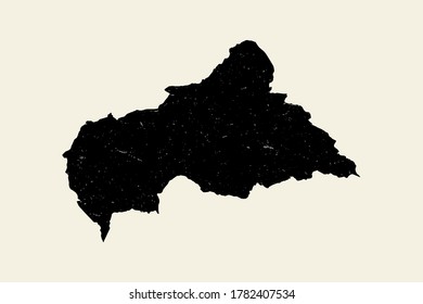 Silueta de mapa texturado vectorial negro de la República Centroafricana.