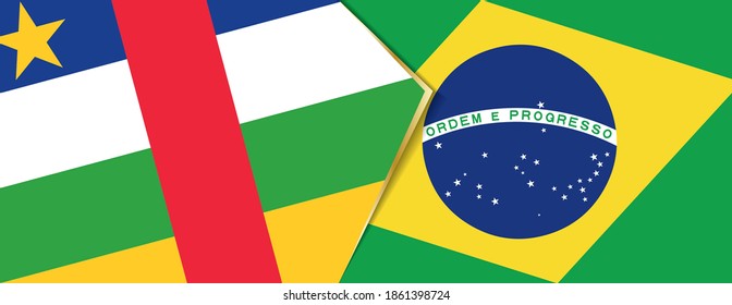 Central African Republic and Brazil flags, two vector flags symbol of relationship or confrontation.