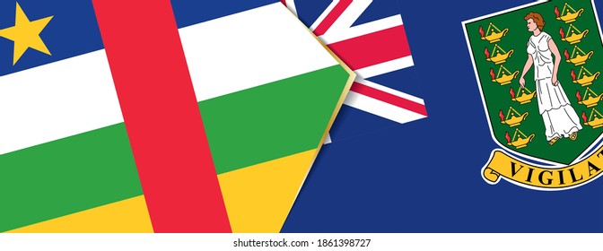 Central African Republic and British Virgin Islands flags, two vector flags symbol of relationship or confrontation.