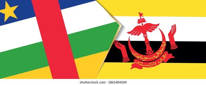 Central African Republic and Brunei flags, two vector flags symbol of relationship or confrontation.