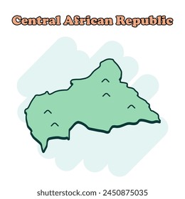 Central African Republic cartoon colored map icon in comic style. Country sign illustration pictogram. Nation geography atlas business concept.	