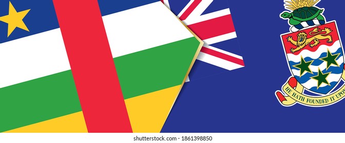 Central African Republic and Cayman Islands flags, two vector flags symbol of relationship or confrontation.