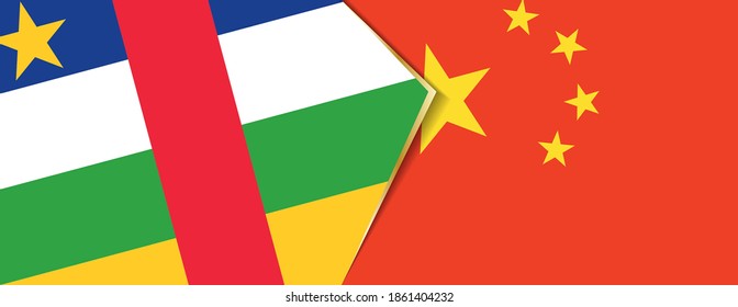 Central African Republic and China flags, two vector flags symbol of relationship or confrontation.