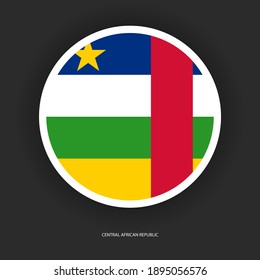 Central African Republic circle flag with shadow on dark grey background. Central African Republic button flag on barely dark background.