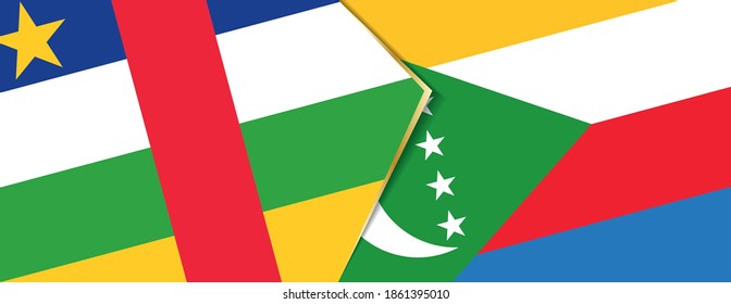 Banderas de la República Centroafricana y las Comoras, dos banderas vectoriales símbolo de relación o enfrentamiento.