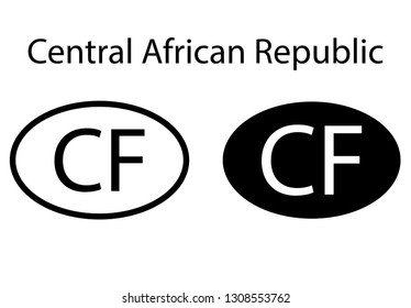 Central African Republic country code icon.  Iso code country domain name.   CF  - Central African Republic abbreviated. vector