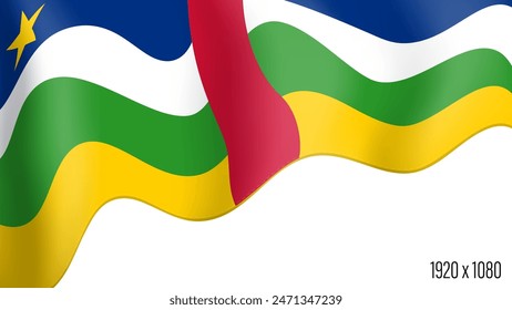 Central African Republic country flag realistic independence day background. CAR commonwealth banner in motion waving, fluttering in wind. Festive patriotic HD format template for independence day