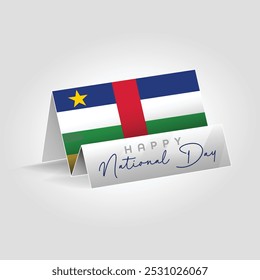 Central African Republic country paper flag standing on the ground. Happy national day flag design.