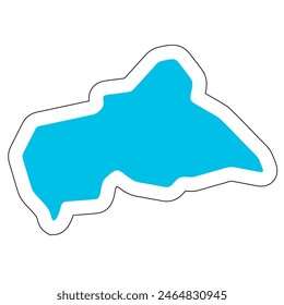 Central African Republic country silhouette. High detailed map. Solid blue vector sticker with white contour isolated on white background.